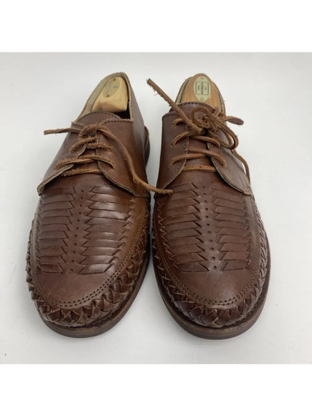 Chamula Brown Woven Leather Huarache Shoes – Size 26.5 (~US Men’s 8.5)